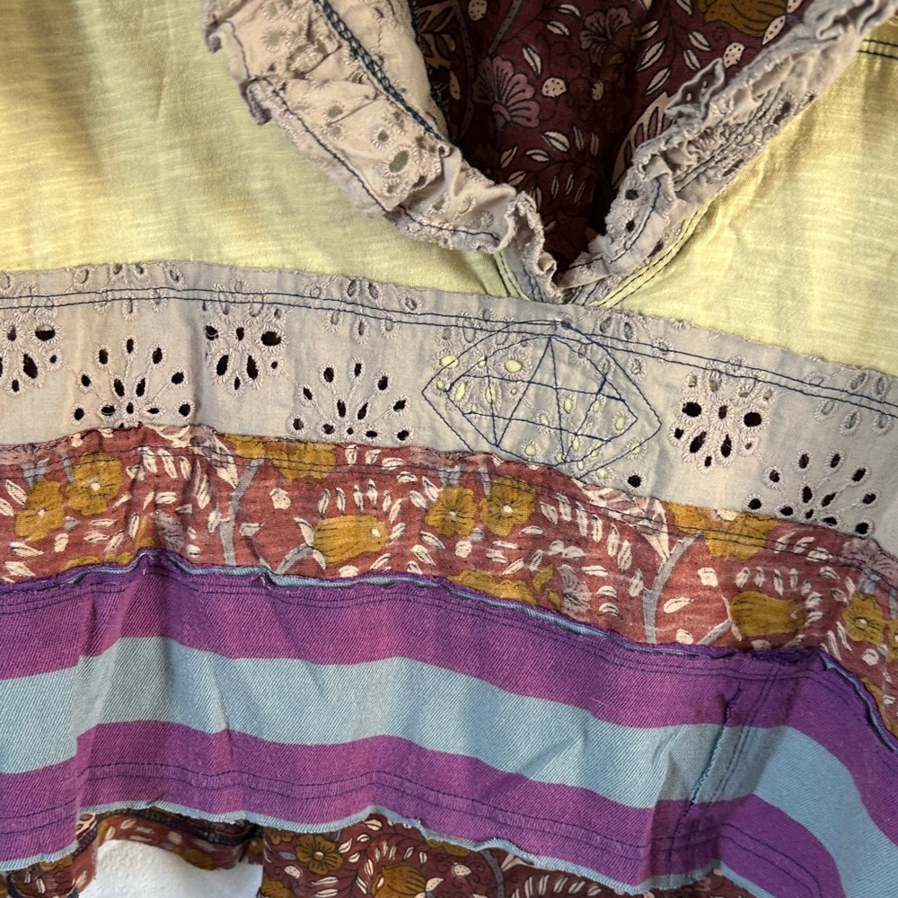 Free People Multicolor Striped Patchwork Blouse - image 4